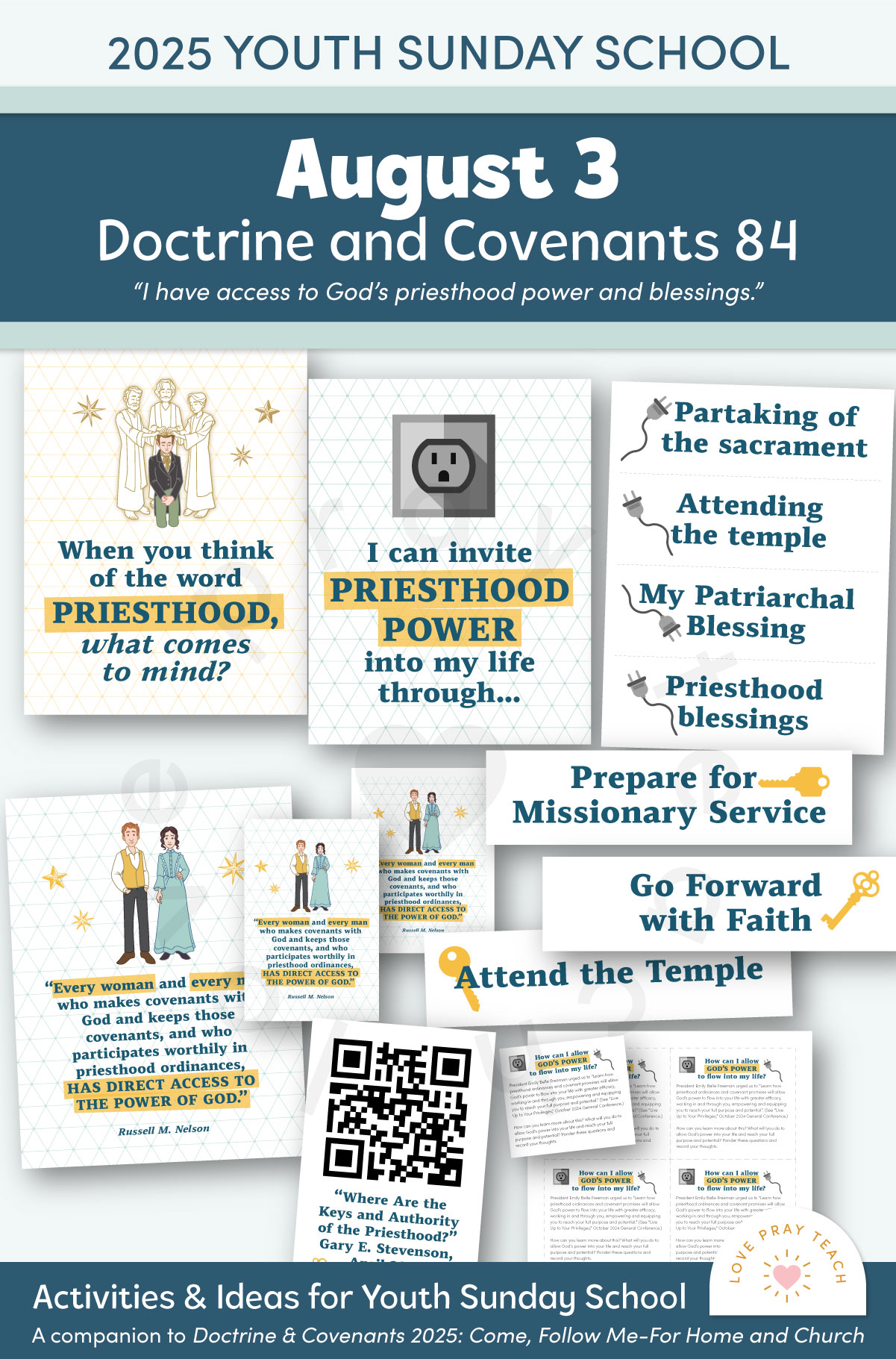 Youth Sunday School 2025 Printable Lesson Pack for July 28–August 3: “The Power of Godliness” Doctrine and Covenants 84, A Companion Guide to the Come, Follow Me Program